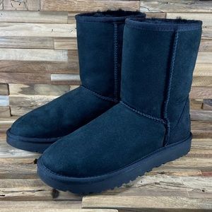UGG Classic Short Suede Shearling Pull On Boots